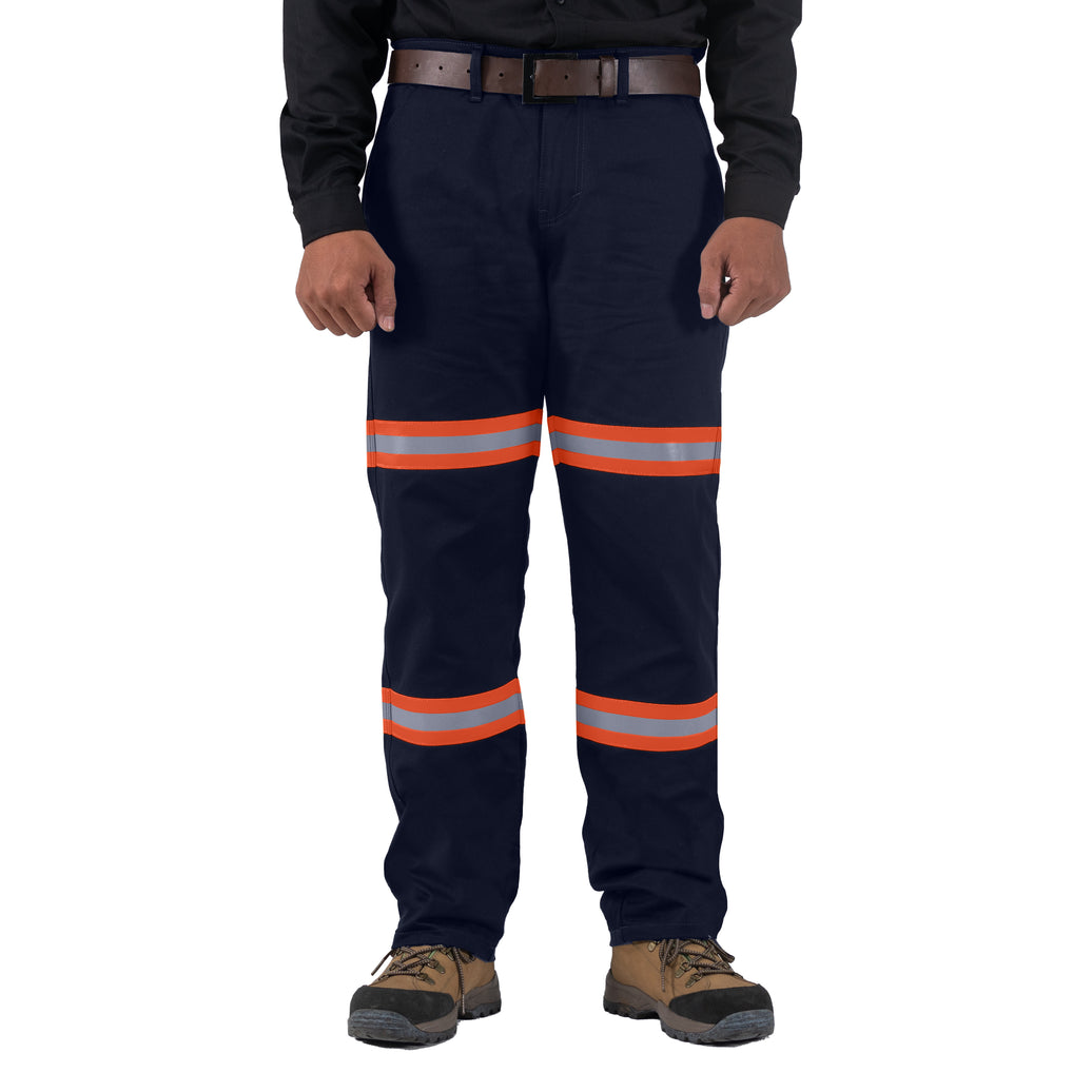 HASLETT NAVY ORANGE - Reflector Chinos Workpants Hi-Vis Series