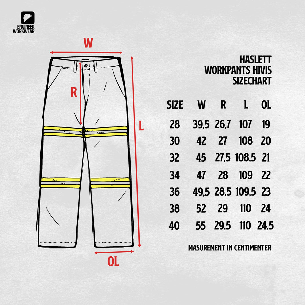 HASLETT BLACK GREEN - Reflector Chinos Workpants Hi-Vis Series