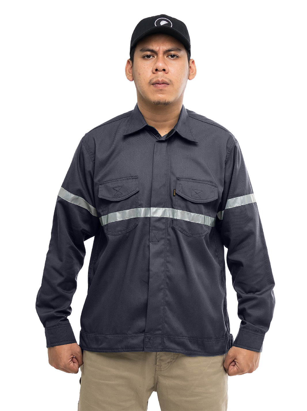 BREAKER CHARCOAL LS - Safety Reflector Fieldshirt