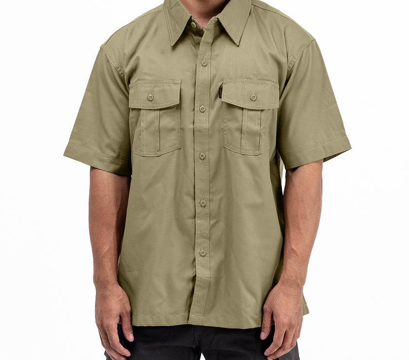 BASIC KHAKI - Workshirt Basic Regular Short Sleeve