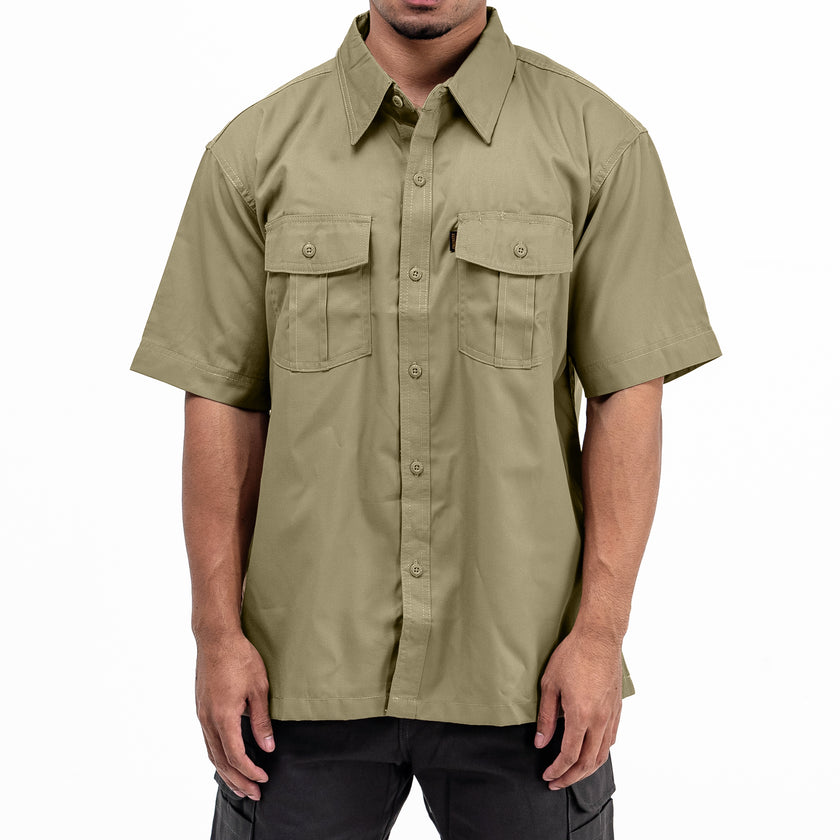 BASIC KHAKI - Workshirt Basic Regular Short Sleeve