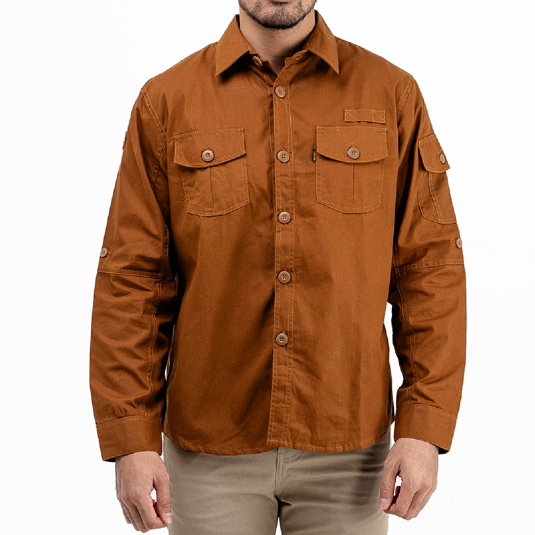 TRACTOR BROWN - Casual Canvas Workshirt