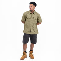 BASIC KHAKI - Workshirt Basic Regular Short Sleeve