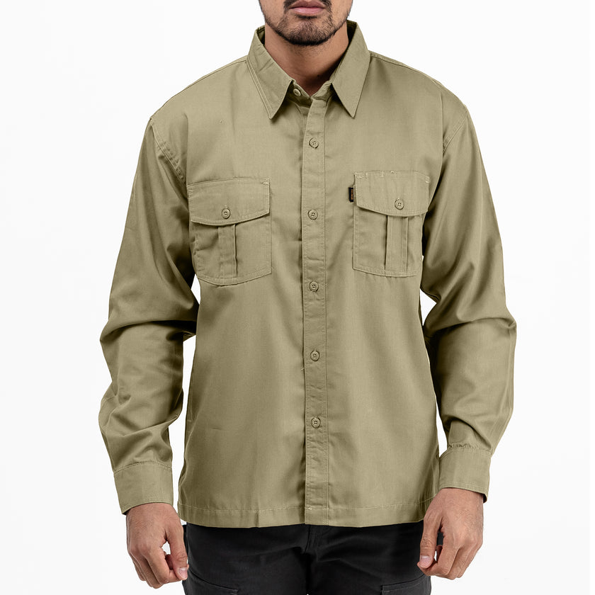 BASIC KHAKI LS - Workshirt Basic Regular