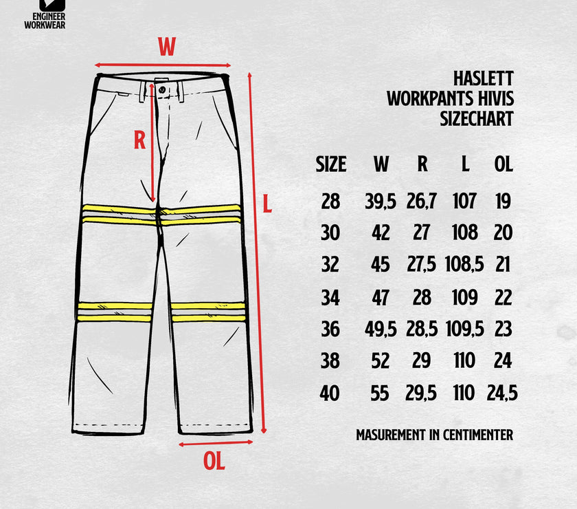 HASLETT BLACK ORANGE - Reflector Chinos Workpants Hi-Vis Series