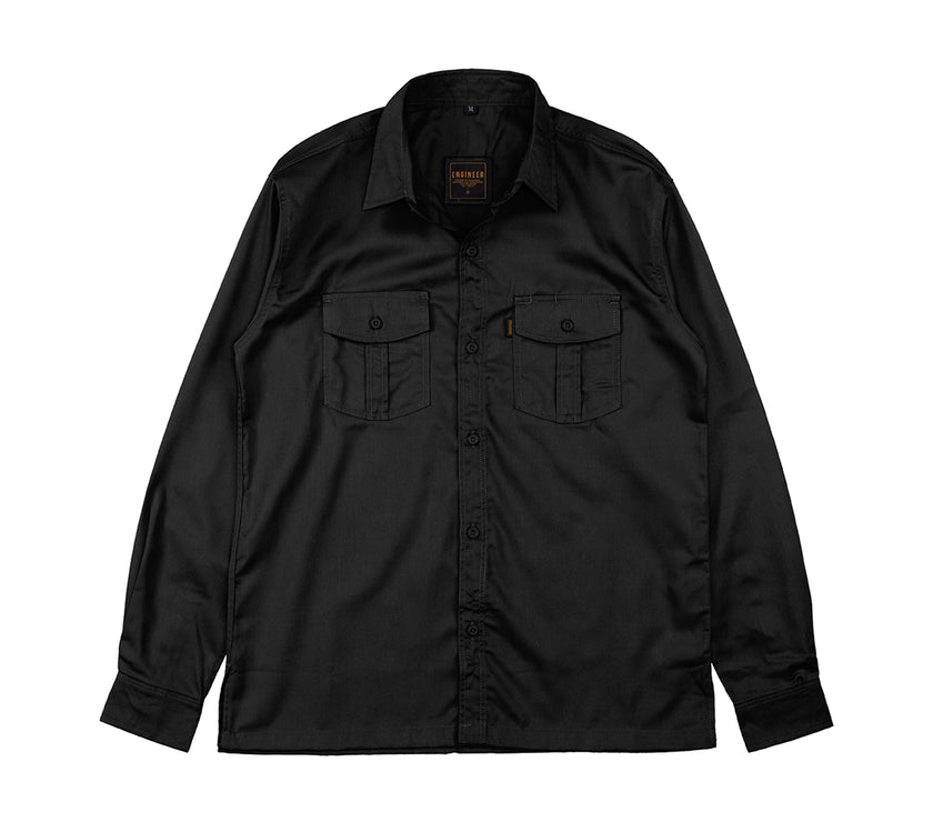 BASIC BLACK LS - Workshirt Basic Regular