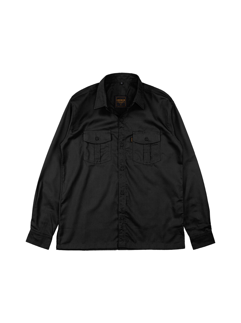 BASIC BLACK LS - Workshirt Basic Regular