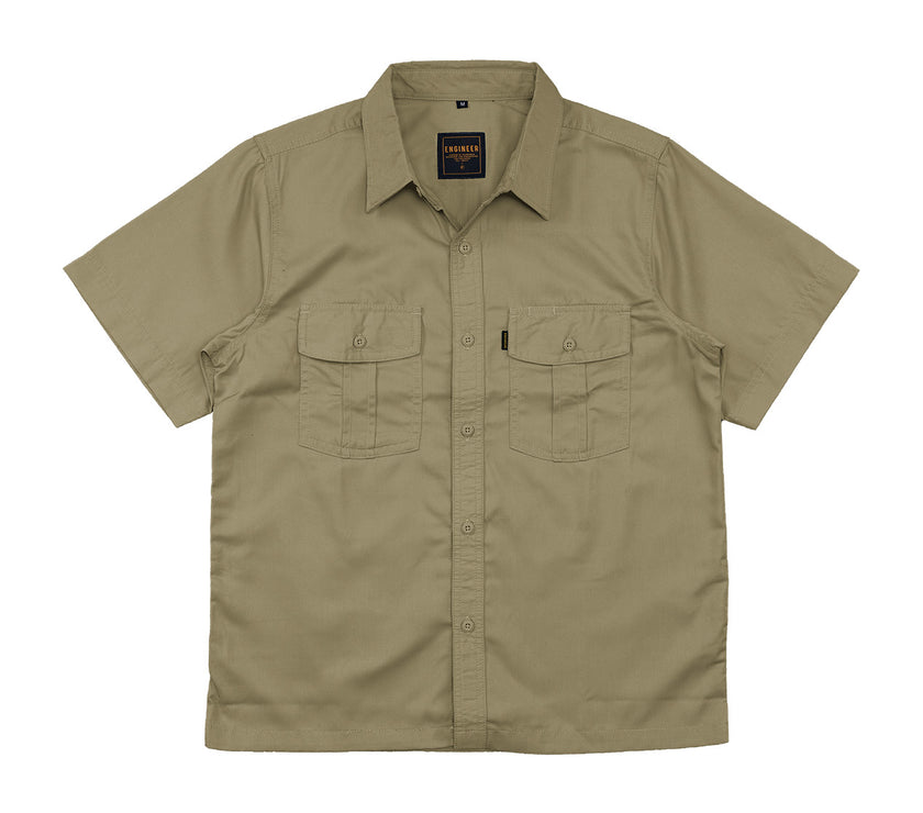 BASIC KHAKI - Workshirt Basic Regular Short Sleeve