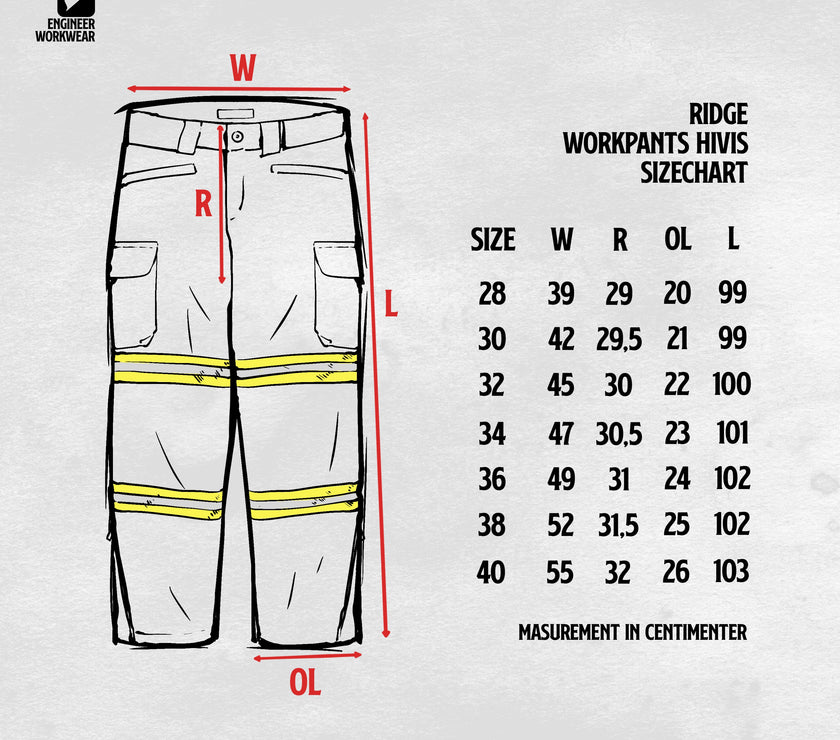 RIDGE GREEN - Reflector Workpants Hi-Vis Series